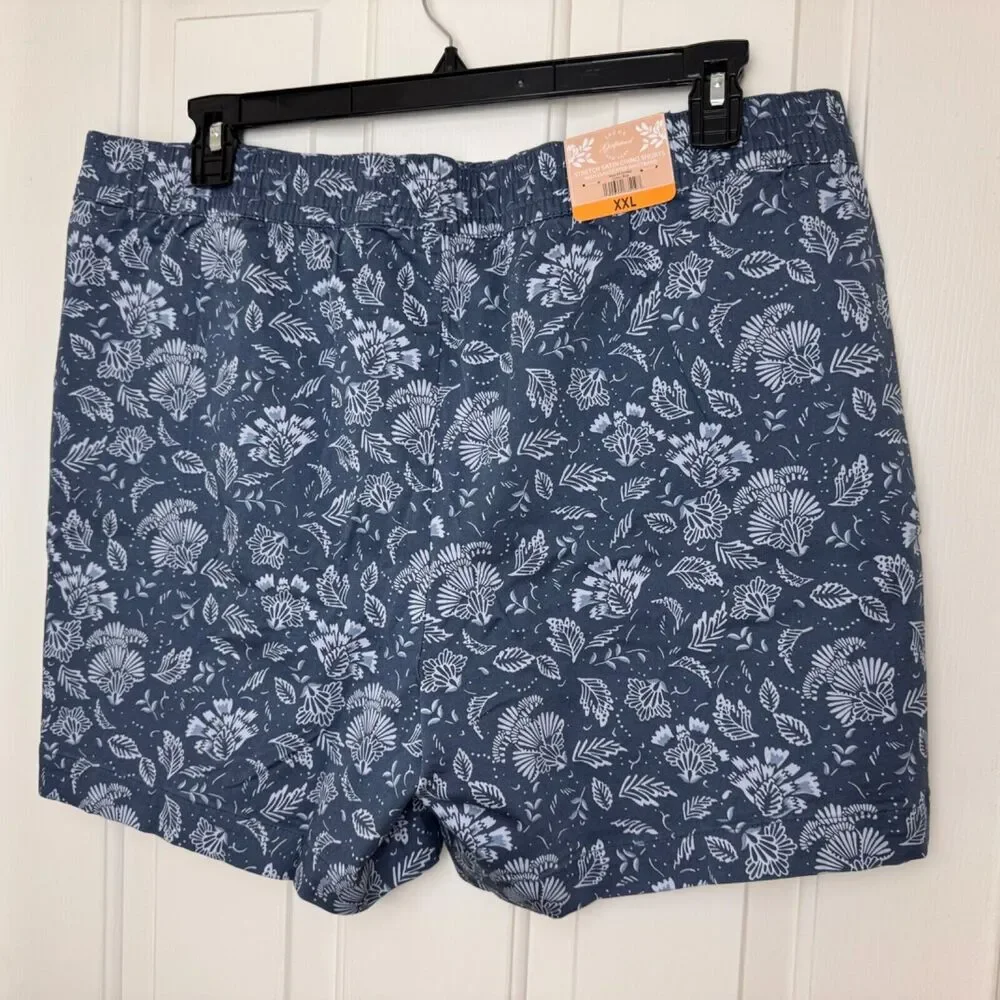 Jachs Girlfriend Women Sz XXL Shorts Blue Floral Chino Printed Midrise - Picture 2 of 5